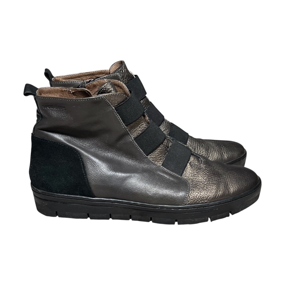 Wonders Luxe Ladies Topo/Pewter Metallic Leather Zip Ankle Boots Women's 7.5/38